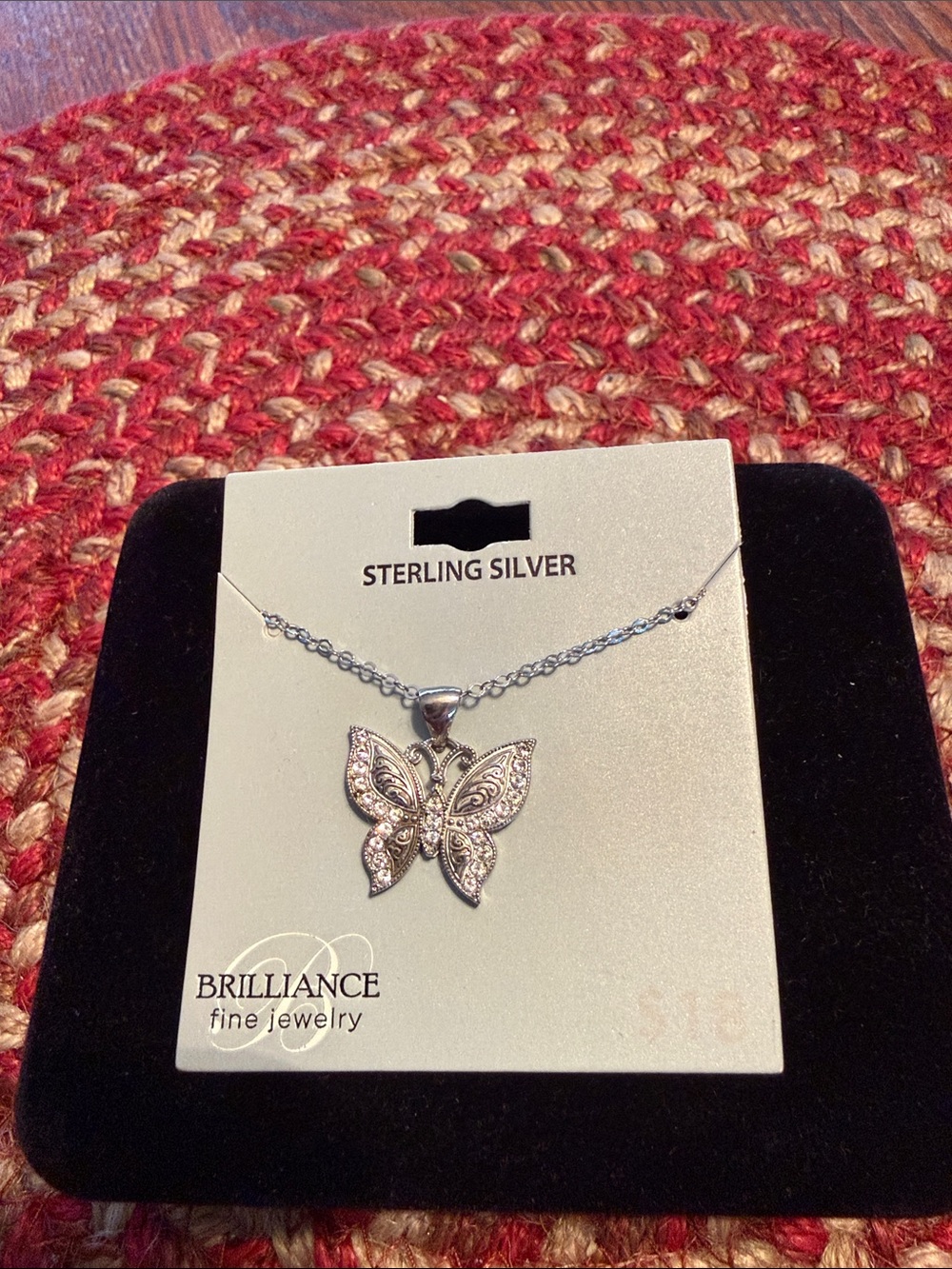 Sterling Silver Butterfly Pendant Necklace - Silver
